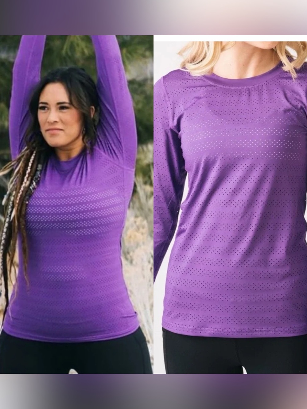 Zyia Active Chill Long Sleeve Top Purple Activewear Size Large Breathable